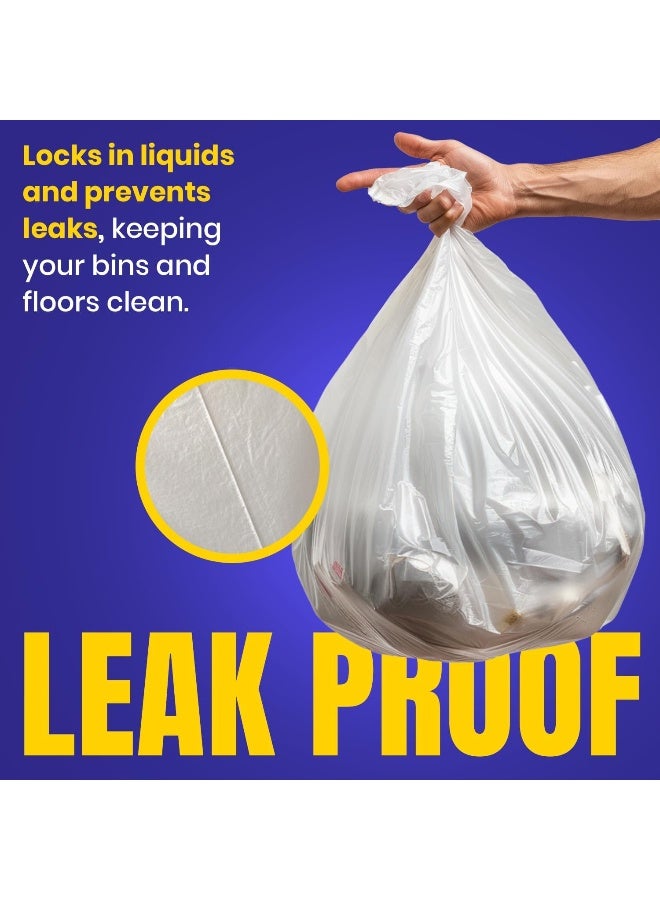 Silver Pot 10 Gallon Garbage Bags, Pack of 60 Small White Trash Bags, 54cm x 60cm, Extra Strong & Leak Proof Waste Bags for Home, Office & Outdoor Use - 2 Packs of 30 - Image 2